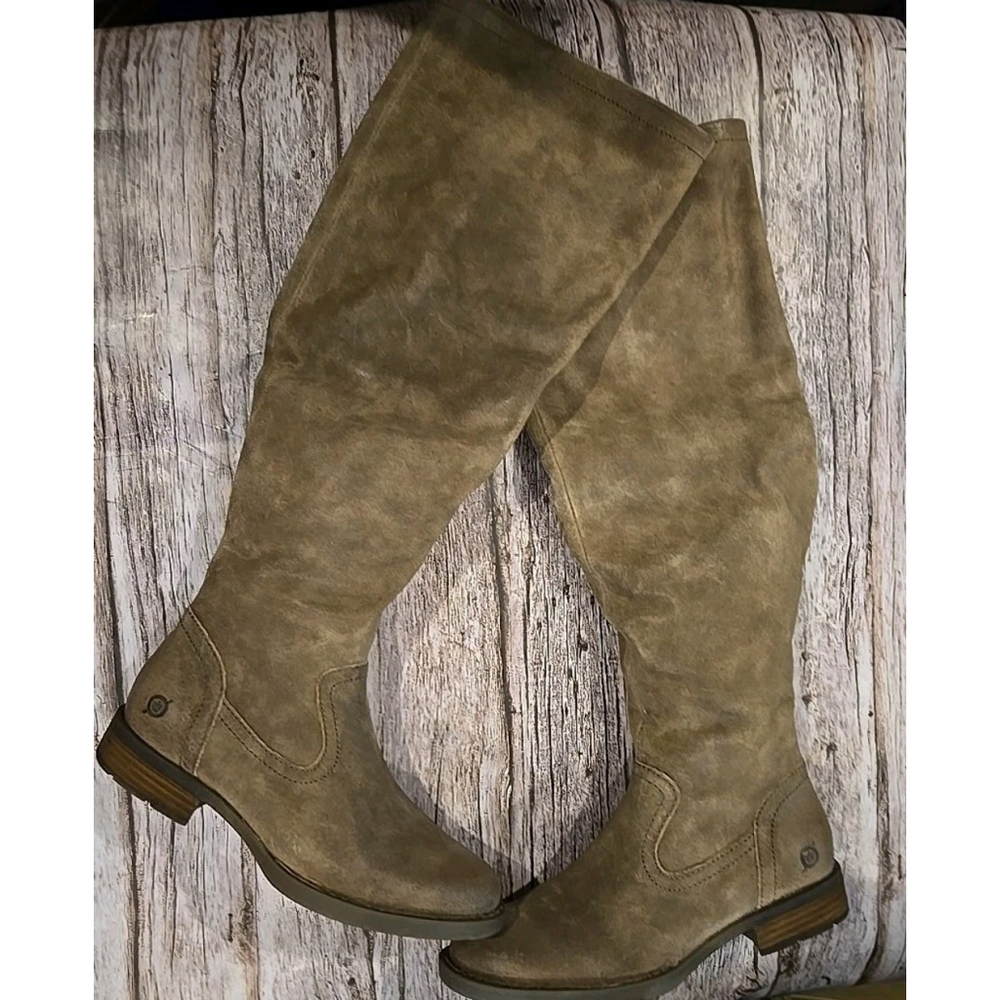 New Børn Women’s Size 6M Taupe Dstrssd Leather Tall Riding Boots Over Knee NIB